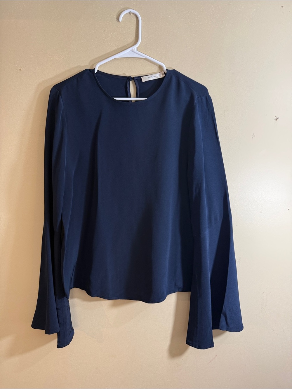 Suistudio 100% Silk Women's Navy Long-Sleeve Blouse